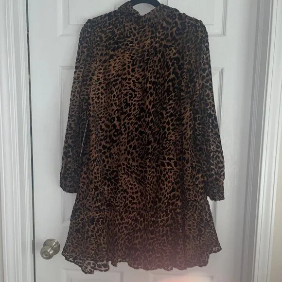 Tuckernuck Callahan Velvet Burnout Leopard Print Shirt Dress Size L NWT - Picture 5 of 7